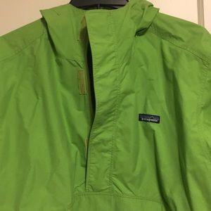 Lime green Patagonia rain coat